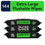 DUDE Wipes Flushable Wipes, XL Wet Wipes for at Home Use, Herbal Relief, 144 Count