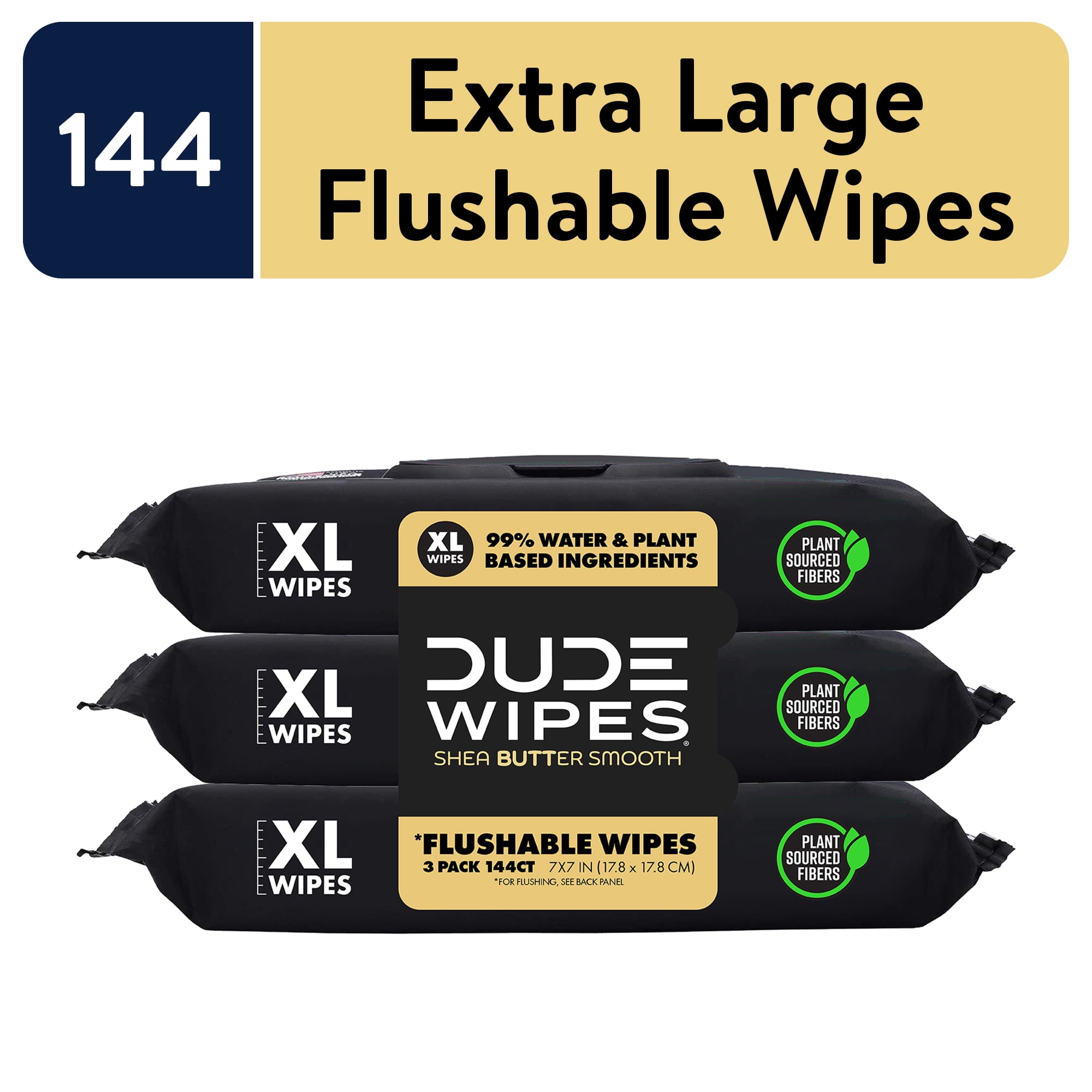 DUDE Wipes Flushable Wet Wipes for Adults, Shea Bu