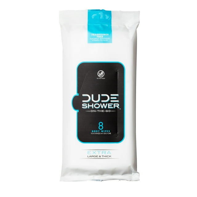 DUDE Wipes OnTheGo Shower Wipes, XL Full Body Shower Replacement