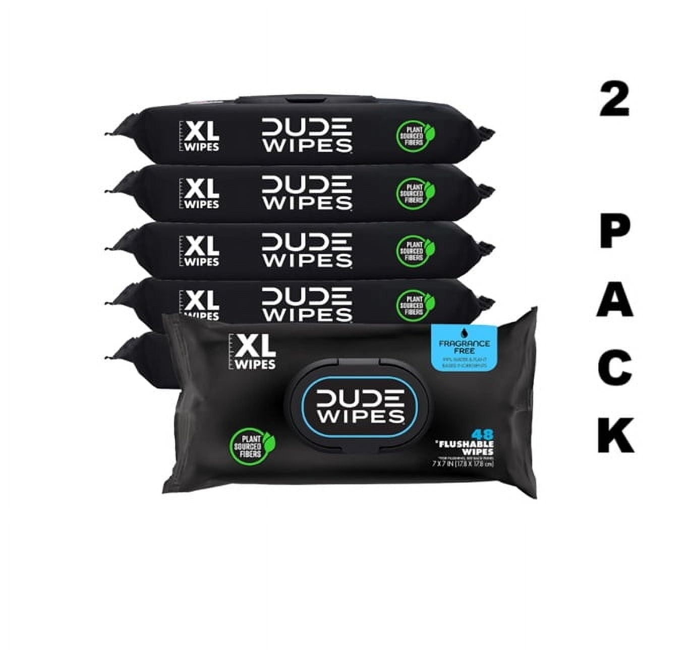 DUDE Wipes Unscented XL Flushable Wipes, 12 Flip-Top Packs, 48 Wipes per Pack, 576 Total Wipes
