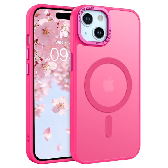 DUEDUE iPhone 15 Plus Case / iPhone 14 Plus Case 6.7", Compatible With Mag-Safe, Magnetic Slim Matte Shockproof Case for iPhone 15 Plus/14 Plus, Pink