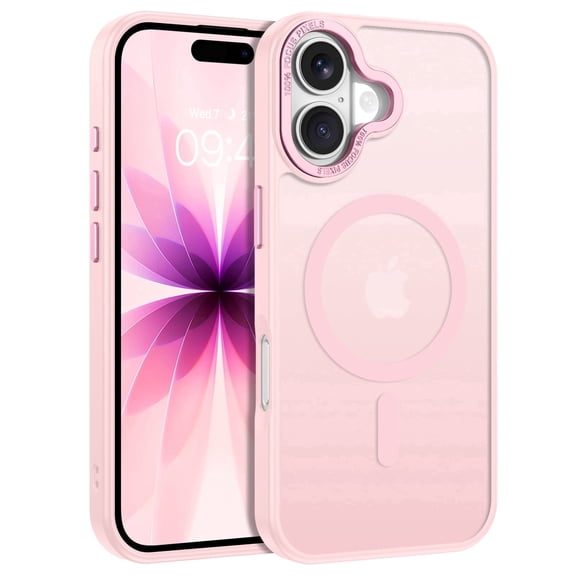 DUEDUE for iPhone 17 Magnetic Case, Compatible with MagSafe, Military-Grade Drop Protection, Translucent Matte Anti-Scratch Shockproof Protective Phone Case, Tender Pink