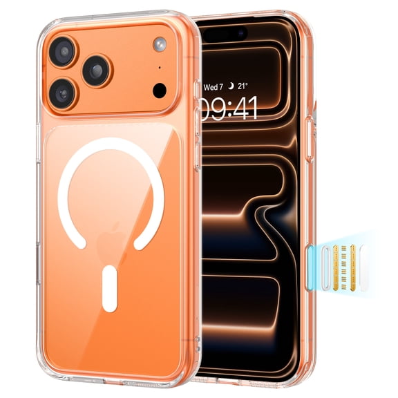 DUEDUE Magnetic Crystal Clear Case for iPhone 17 Pro, Slim Shockproof Protective Phone Cover, Anti-Yellowing & Scratch Resistant, Compatible with MagSafe