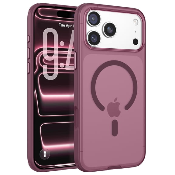 DUEDUE Designed for iPhone 17 Pro Case, Compatible with MagSafe, Slim Shockproof Protective Case with Frosted Translucent Matte Back, Soft TPU Bumper for iPhone 17 Pro 6.3"(Cherry Red)