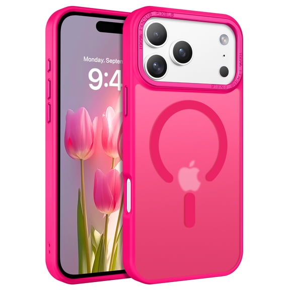 DUEDUE Designed for iPhone 17 Pro Max Case, Compatible with MagSafe, Slim Shockproof Protective Case with Frosted Translucent Matte Back, Soft TPU Bumper for iPhone 17 Pro Max 6.9"(Cherry Red)