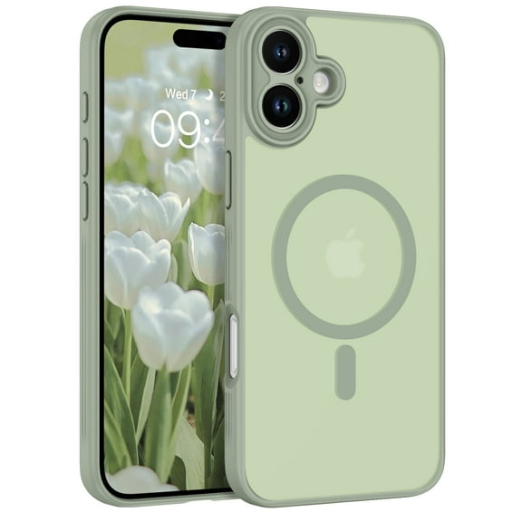 DUEDUE Magnetic iPhone 16 Case 6.1", Compatible with MagSafe, Translucent Matte Slim Shockproof Case for iPhone 16 , Green