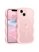 DUEDUE Magnetic for iPhone 13/14 Case 6.1",Compatible with Magsafe,Wavy Frame Cute Design Translucent Matte Shockproof Case for iPhone 13/14,Pink