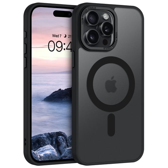 DUEDUE Magnetic for iPhone 15 Pro Max Case 6.7"[Compatible with Mag safe] Slim Translucent Shockproof Drop Protection Phone Case for iPhone 15 Pro Max,Black
