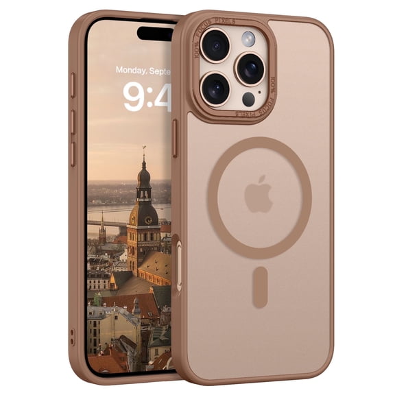DUEDUE iPhone 16 Pro Case 6.3 Inch, Compatible with MagSafe, Magnetic Slim Matte Shockproof Case For iPhone 16 Pro, Brown