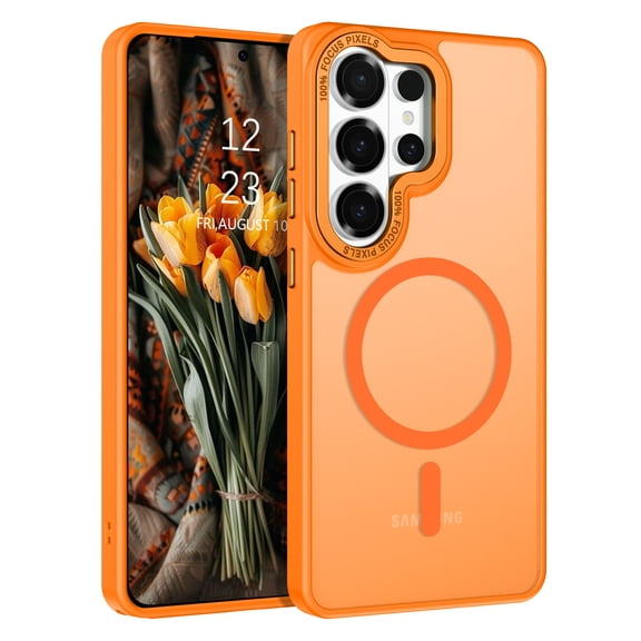 DUEDUE for Samsung Galaxy S26 Ultra Case Compatible with Mag-Safe, Magnetic Translucent Matte Slim Shockproof Cover Case for Galaxy S26 Ultra 6.9",Orange
