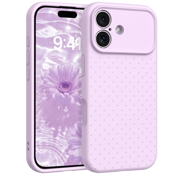 DUEDUE for iPhone 17 Case 6.3", Polka Dot Liquid Silicone Protective Cover, Slim Soft Anti-Slip, Purple