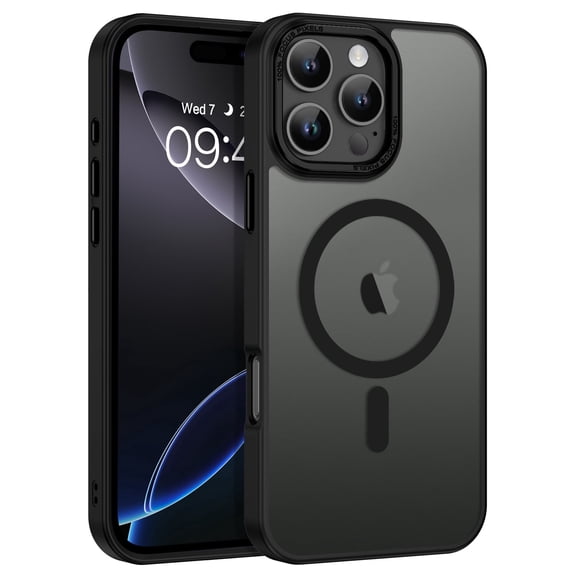 DUEDUE iPhone 16 Pro Case 6.3 Inch, Compatible with Mag-Safe, Magnetic Slim Matte Shockproof Case for iPhone 16 Pro, Black
