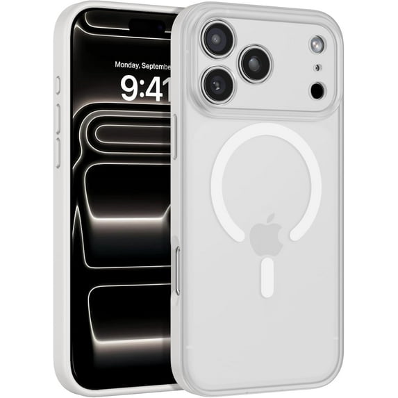 DUEDUE iPhone 17 Pro Case 6.3" Compatible with MagSafe, Magnetic Slim Matte Shockproof Cover Case For iPhone 17 Pro, White