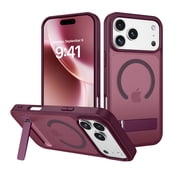 DUEDUE iPhone 17 Pro Max/iPhone 18 Pro Max Case, Compatible with MagSafe, Built-in Invisible Kickstand, Military Grade Shockproof, Slim Translucent Matte Protective Phone Case, Cherry Red