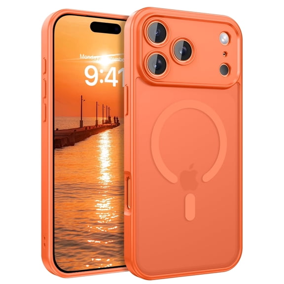 DUEDUE for iPhone 17 Pro Max Case, Compatible with MagSafe, Camera Protection, 15FT Military-Grade Drop Protection, Shockproof Slim Translucent Matte Anti-Slip Phone Case, Orange