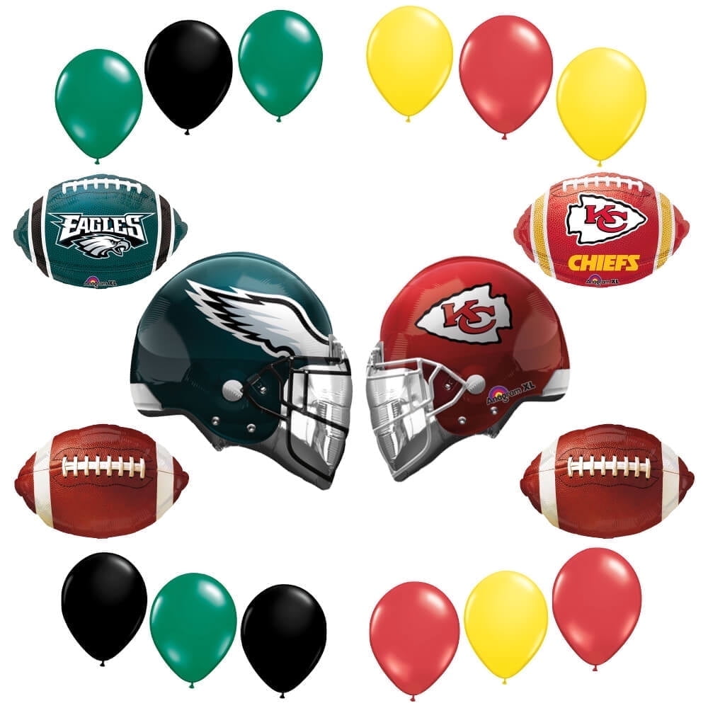 DUELING SUPER BOWL - EAGLES VS CHIEFS - FOOTBALL PARTY BALLOON KIT - PARTY SUPPLIES DECORATIONS - 18PC