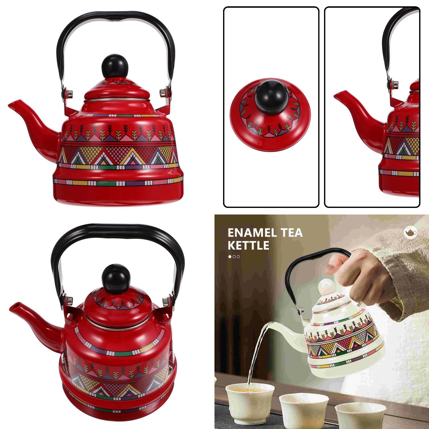 DUFDERIA Enamel Tea Kettle Stainless Steel Water Pot Hot Water Boiler