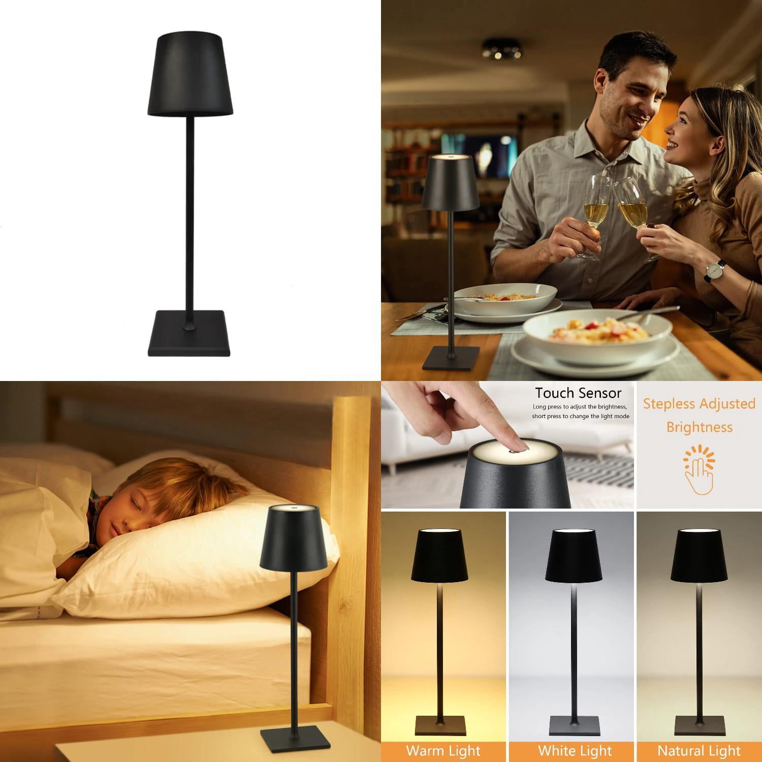 DUFDERIA Table lamp for bedroom Rechargeable Wireless touch lamp Camping candle Creative lamp rechargeable USB-C desk lamp