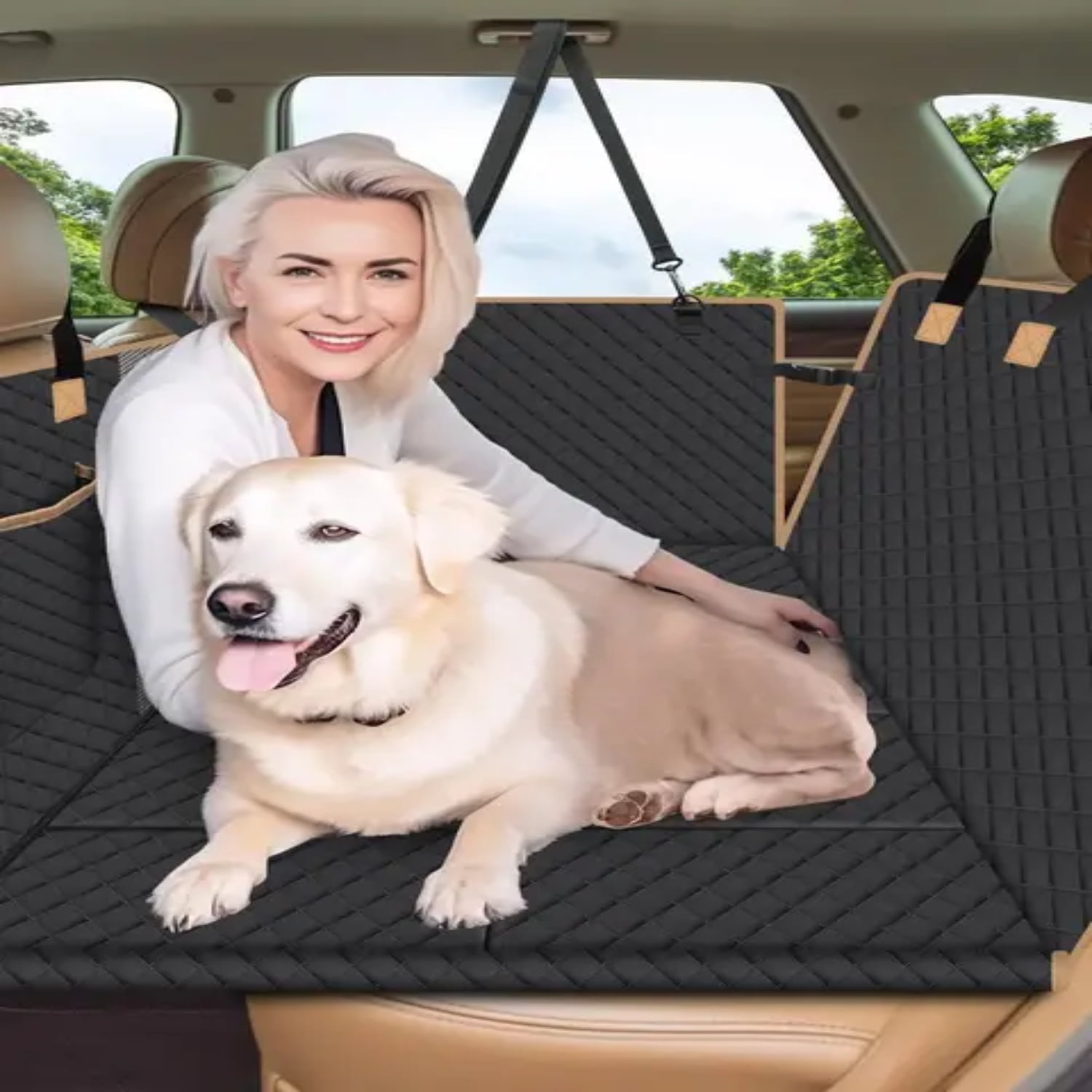 DUFDIE Lekespring Dog Car Seat Cover with Hard Bottom Car Back Seat