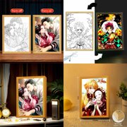 DUFDIEJ Charming Anime Figure Light Painting Photo Frame - Exquisite Tanjirou Action Led Lamps for Demons Slayer Kimetsu Yaiba Fans - Perfect Bedroom Decor and Thoughtful Christmas Gifts