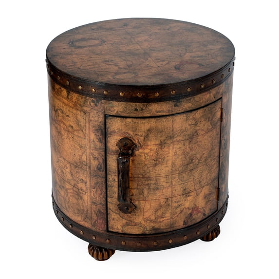 Butler Specialty Vasco Old World Map Brown Duffel End Table