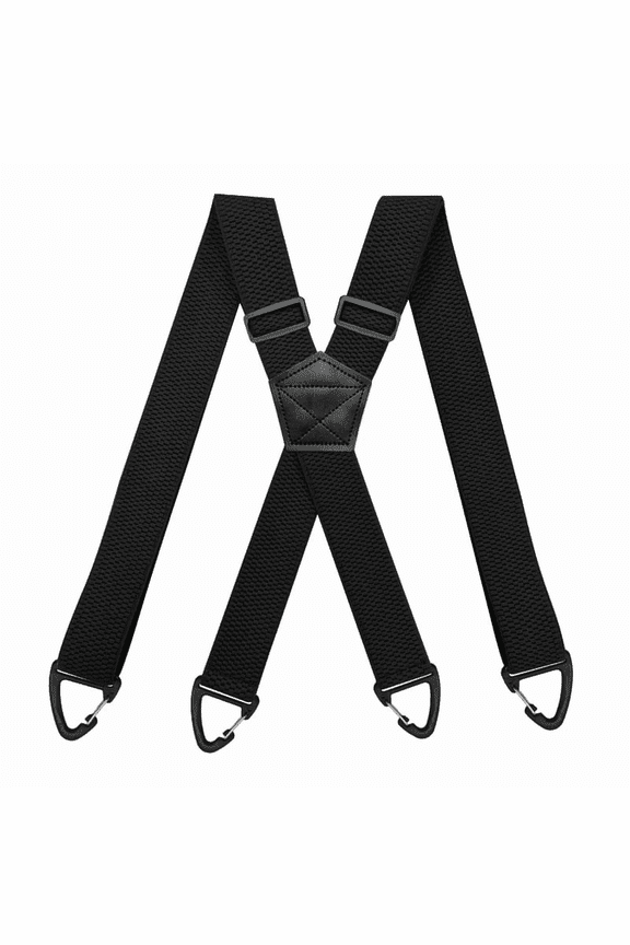 Heavy Duty Suspenders for Men Work Biker Outdoor 3.8cm Wide X-Back with 4 Snap Hook Adjustable Elastic Trouser Braces Strap Belt