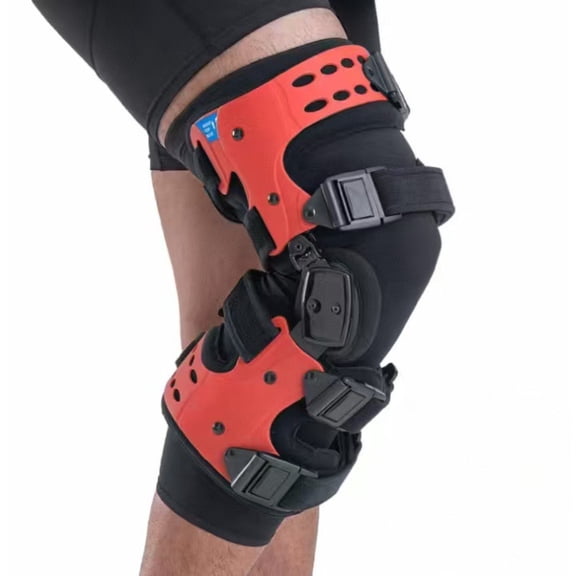 DUHKP Post-Op ROM Knee Brace, Multi-Angle Hinges with Varus Valgus Correction, Ventilated Frame, Quick Release Buckles, 90    Locked Flexion for Knee Fracture & Arthritis Support