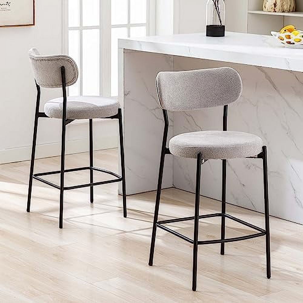 DUHOME Counter Height Bar Stools Set of 2,Upholstered Barstools with Back for Kitchen Island,26 ...