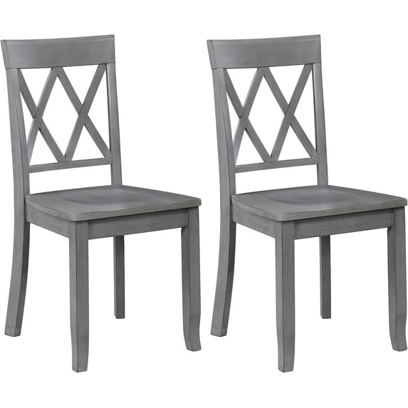 DUHOME Dining Room Chairs Set of 2,Farmhouse Dining Side Chairs with Cross Back Wooden Kitchen Chairs for Home Kitchen, Dining Room Grey