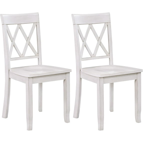 DUHOME Farmhouse Dining Side Chairs Set of 2, White with Cross Back Wooden Kitchen Chairs for Home