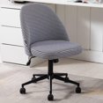 thumbnail image 1 of DUHOME Linen Home Office Swivel Upholstered Chair Rolling Computer Adjustable Vanity Chair, 1 of 16
