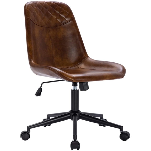 DUHOME Modern PU Leather Office Chair Desk Chair Swivel Computer Chair Yellowish-Brown