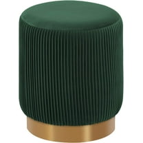 DUHOME Modern Round Velvet Ottoman Footrest Vanity Stool Dark Green