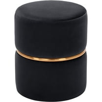 DUHOME Modern Round Velvet Ottoman Footrest Vanity Stool Padded Stool for Living Room, Bedroom Black