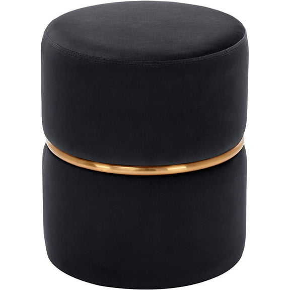 DUHOME Modern Round Velvet Ottoman Footrest Vanity Stool Padded Stool for Living Room, Bedroom Black