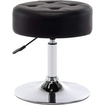 DUHOME PU Leather Vanity Stool Makeup Stool Vanity Chair Height Adjustable Swivel Stool Round Ottoman Black
