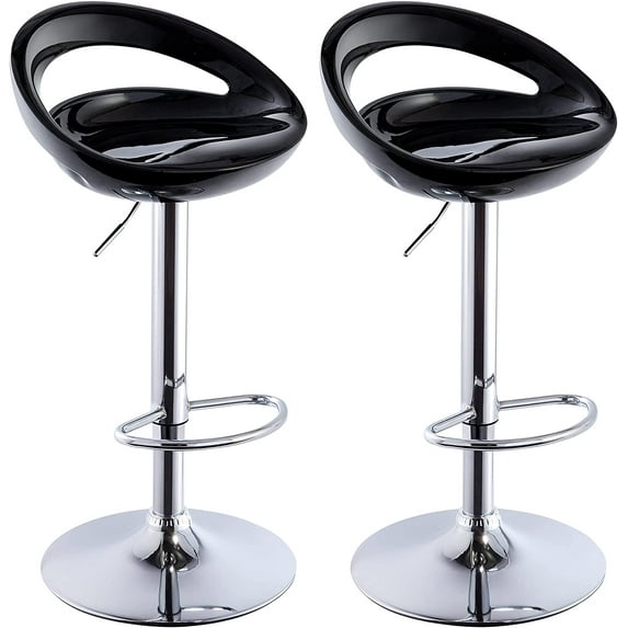 DUHOME Set of 2 ABS Barstool Adjustable Swivel Bar Chairs 2 PCS for Kitchen Island Pub Bar (Black)