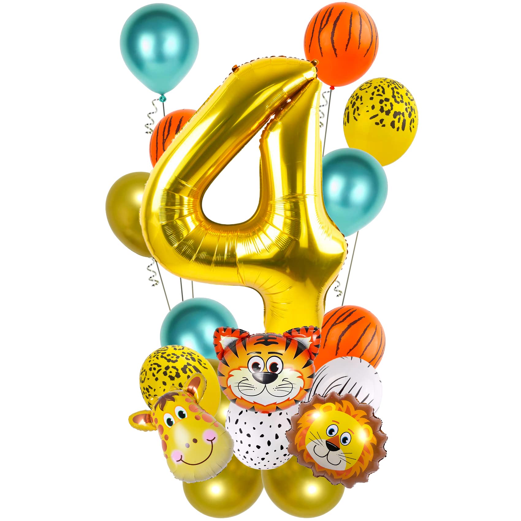 DUILE Jungle Safari Animal Balloons Sets Gold Large Numbers Balloons