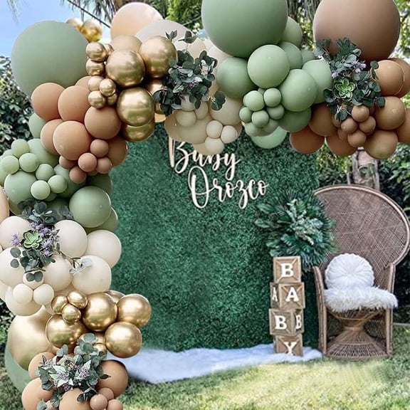 DUILE Sage Green Balloon Garland Kit, KKS1163 Pcs, Natural Latex, Jungle Safari Woodland Birthday Decorations, Baby Shower, Wild One Party
