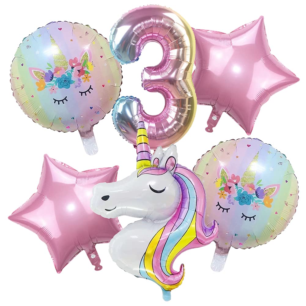 DUILE Unicorn Balloons Unicorn Birthday Party Decorations for Girls Foil Balloons Set Macaron and Rainbow Balloon Wedding Baby Shower Party Supplies (3) C48