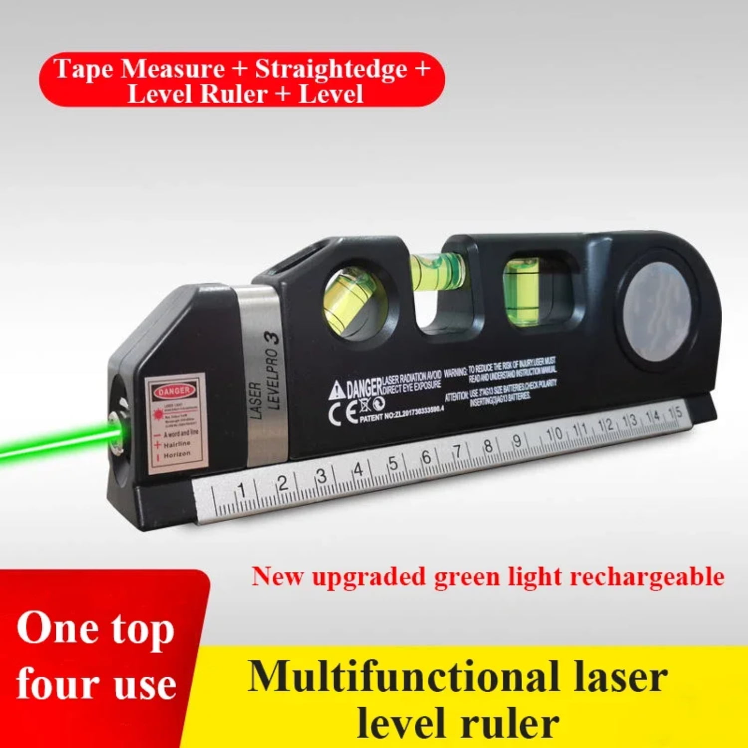 DUJRUIS Green light Laser Level Vertical Horizontal 2 Lines Lasers