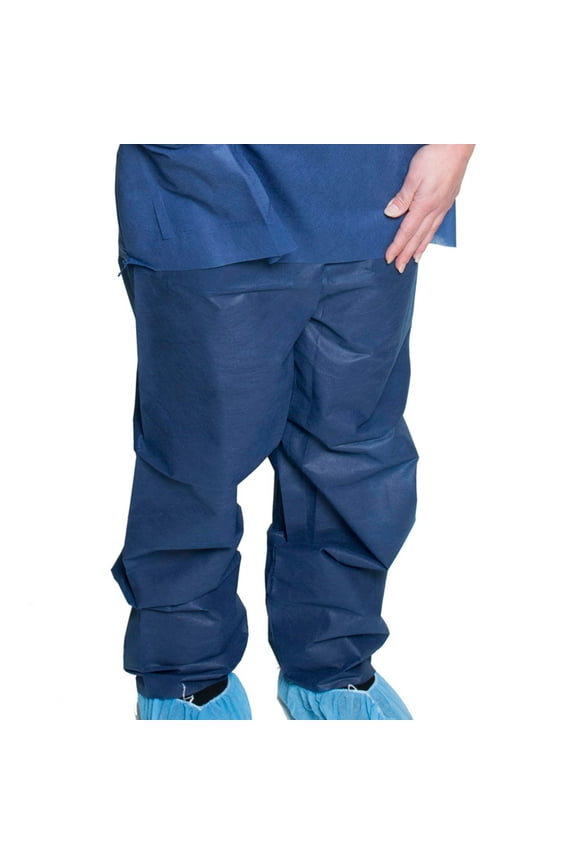 Disposable Polypropylene Scrub Pants Dark Blue Large 10 Ct
