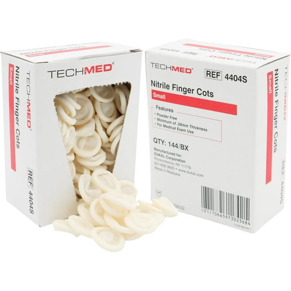 DUKAL 4404S Tech-Med Finger Cot, Small, Nitrile (Pack of 144)