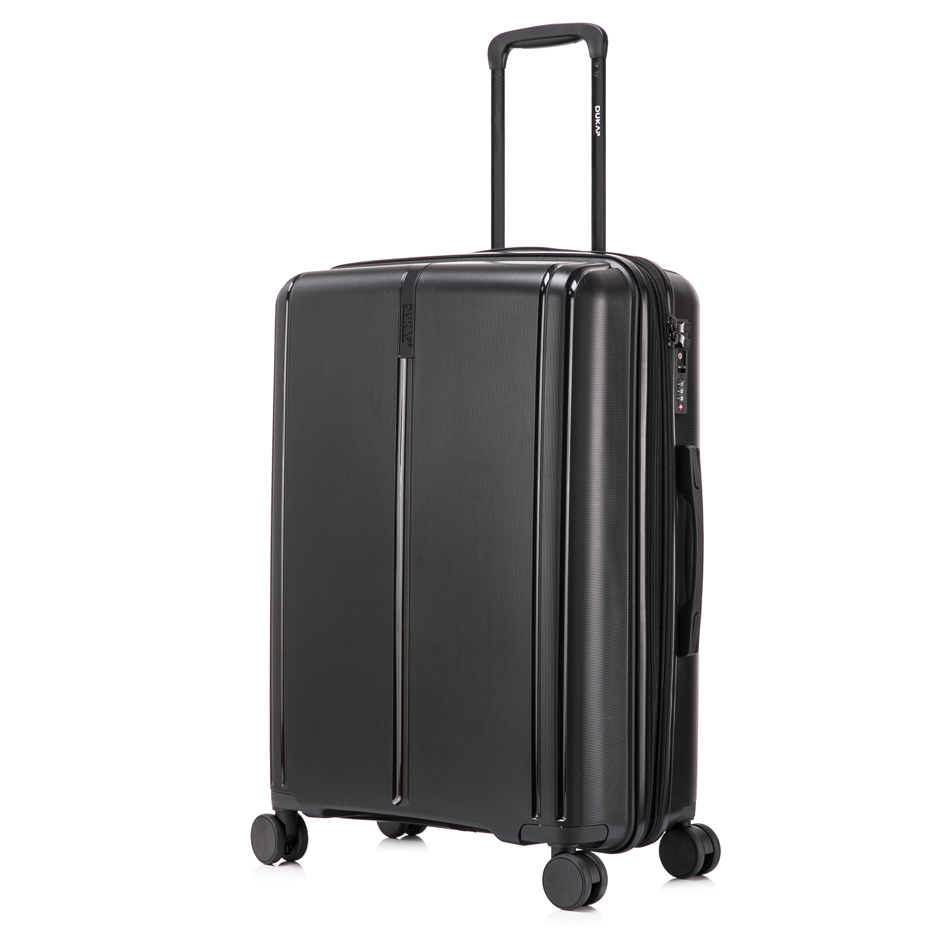 DUKAP AIRLEY 24" Lightweight Hardside Checked Luggage with Spinner Wheels, Handle and Trolley, Black