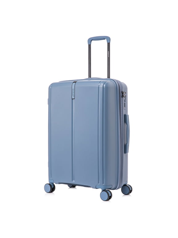 AIRLEY 24" Lightweight Hardside Checked Luggage with Spinner Wheels, Handle and Trolley, Blue