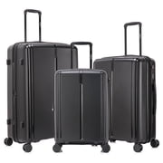DUKAP AIRLEY 3-Piece Hardside Luggage Sets with Spinner Wheels, Handle and Trolley, 20/24/28, Black