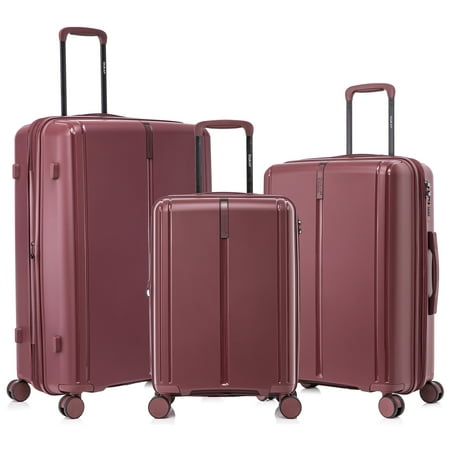 DUKAP AIRLEY 3-Piece Hardside Luggage Sets with Spinner Wheels, Handle and Trolley, (20"/24"/28"), Wine