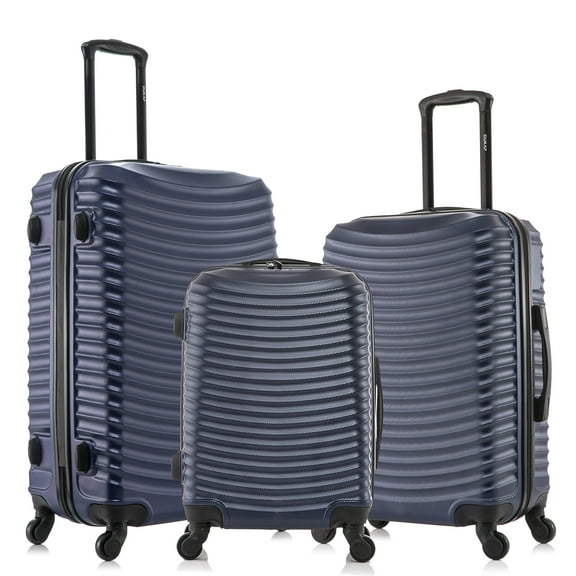 DUKAP Adly 3-Piece Hardside Luggage Sets with Spinner Wheels, Handle and Trolley, (20"/24"/28"), Blue
