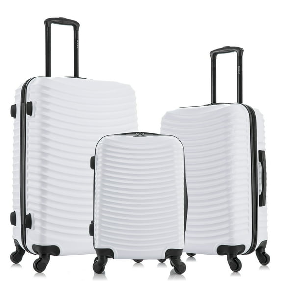 DUKAP Adly 3-Piece Hardside Luggage Sets with Spinner Wheels, Handle and Trolley, (20"/24"/28"), White