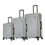 DUKAP Discovery 3-Piece Hardside Luggage Sets with Spinner Wheels, Handle and Trolley, 20/24/28, Silver
